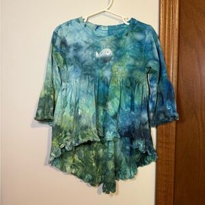 Blue and Green Tie-Dye Kids Top